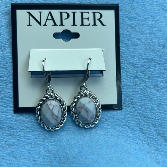 Napier  Silver Tone Oval Drop
Earrings - Picture 4 of 6